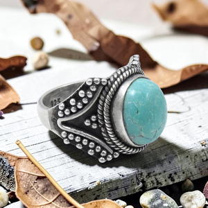 Anillo de plata de ley 925 con piedra turquesa, hermoso regalo para ella, joyería increíble, estilo bohemio vintage, unisex, para uso diario. - Product Image 2