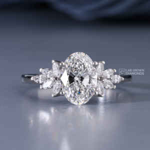 แหวนเพชรทรงมาร์คีส์และทรงรีจากเพชรเพาะเลี้ยง 14KT ทองคำขาว ประดับเพชร 11 เม็ด คุณภาพ EF หรูหรา สำหรับผู้หญิง เหมาะสำหรับวันครบรอบแต่งงาน - Product Image 1