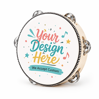 Customizable 8 Inch Handheld Wooden Tambourine Support Personalized Design Percussion Instrument for Holiday Festival Use