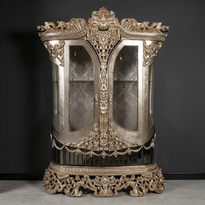 Classic Baroque <b>Gold</b> Solid Wood Dining Room Set Luxury Antique Mirror <b>Console</b> Buffet Glass Showcase Cabinet Customized - Product Image 6