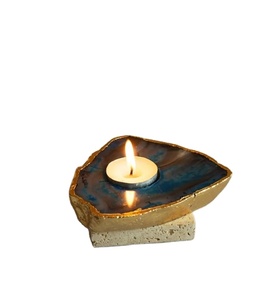 Sous-verres en agate polie artisanale, étanches, élégants, accessoires de vaisselle pour cadeaux d'amour - Product Image 1