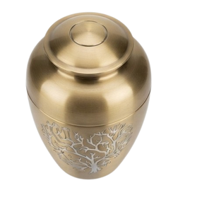 Urna Funeraria de Aluminio para Cremación, Diseño Grabado de Árbol, Acabado Dorado, Recipiente para Cenizas Humanas, Urna Conmemorativa para Adultos - Product Image 3