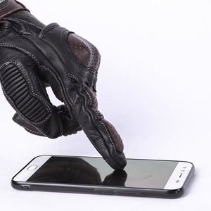 Gants en cuir à doigts entiers avec fermeture auto-agrippante pour le cyclisme, équipement d'été pour hommes - Product Image 3