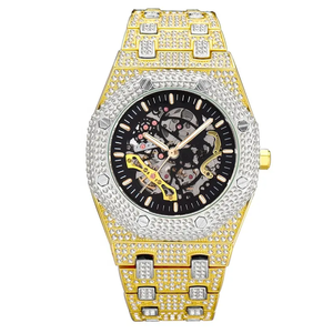 Reloj de Lujo Automático para Hombre con Diamantes de Moissanita en Forma de Caja Redonda y Correa de Acero Inoxidable - Product Image 1