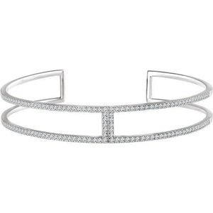 2 Carats Round LAB - GROWN Diamond Cuff Bracelet <b>Solid</b> White <b>Gold</b> 14K Jewelry - Product Image 3