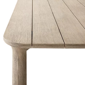 Contemporary Organic <b>Outdoor</b> Dining <b>Table</b> Solid Teak Elegant Slatted <b>Table</b> Top and <b>Rounded</b> Edges Suitable for Villa Hotel - Product Image 6