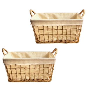 ตะกร้าเก็บของคุณภาพสูงจากวัสดุธรรมชาติ ผักตบชวา หญ้าทะเล หวาย ไม้ไผ่ โครงโลหะและผ้าบุ งานฝีมือเวียดนาม - Product Image 1