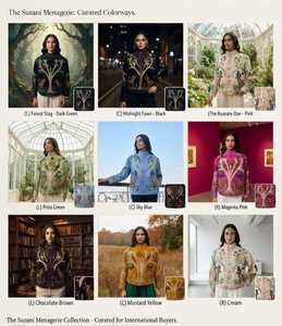 เสื้อแจ็คเก็ตฤดูหนาวผ้าฝ้าย 100% สีน้ำตาลเข้ม ลายดอกไม้สไตล์โบฮีเมียน งานปักมือแบบซูซานี สำหรับผู้หญิง วินเทจ เป็นมิตรกับสิ่งแวดล้อม - Product Image 6