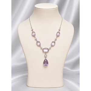 สร้อยคอพลอยอเมทิสต์สีชมพูธรรมชาติ ดีไซน์หรูหรา ทำด้วยมือ สำหรับผู้หญิง เหมาะสำหรับงานแฟชั่น ปาร์ตี้ และสวมใส่ในชีวิตประจำวัน - Product Image 6