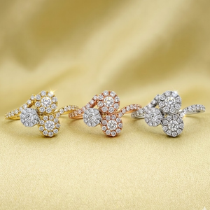 Anillo de diamante auténtico para mujer, joyería fina de Diseño Popular, 18 quilates, amarillo, rosa y blanco, 3 grupos - Product Image 5