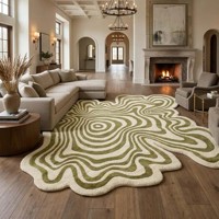 Tapis moderne abstrait bordeaux en laine, forme irrégulière, tufté à la main, tapis design artistique pour salon et chambre à coucher