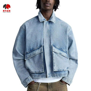 Veste en jean personnalisée Ryan Pro Gear pour hommes avec logo personnalisé, design ODM, col rabattu - Product Image 1
