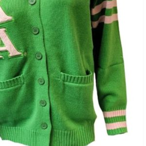 2026 New Style Customized AKA Sorority V Neck Varsity <b>Cardigan</b> <b>Sweater</b> 100% Cotton Breathable Chenille Front Logo Autumn Knitted - Product Image 5