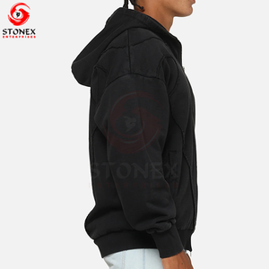 Sudadera con Capucha Negra de Invierno para Hombre con Logotipo Personalizado, 100% Algodón Premium, Felpa Ecológica, Ropa Casual Urbana para Venta al Por Mayor OEM - Product Image 3