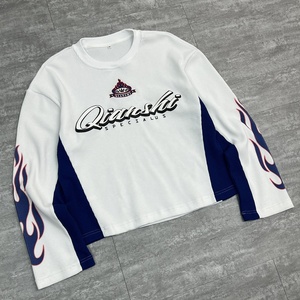 Heavyweight Drop Shoulder Oversized <b>Shirt</b> Custom Puff Printed <b>Waffle</b> T <b>Shirts</b> High Quality 100% Cotton Long Sleeve T <b>Shirt</b> - Product Image 1