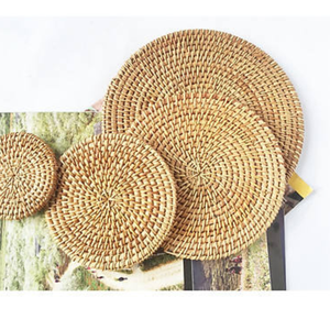 Wholesale Natural Rattan Flower Pattern Plates Handmade Heat Resistant TUYET DUNG Brand for Coffee Tea <b>Beer</b> Glasses - Product Image 6