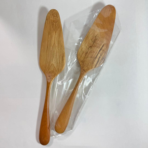 Juego de servidores de pastel de madera, 2 piezas, madera natural de la mejor calidad, utensilio de servir con forma de cuchara para plato de pastel - Product Image 1