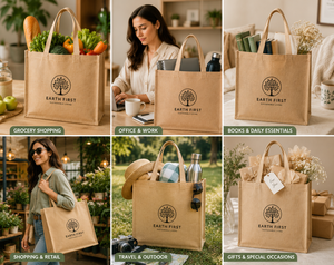 Bolsa de Yute Reutilizable con Asas Dobles, Gran Capacidad, para Playa, Bodas, Fiestas y Compras - Product Image 4