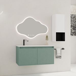 Meuble-lavabo flottant de 36 pouces avec vasque en résine en forme de goutte, armoire latérale à fermeture douce, combinaison C-00212WHK 05836GGE - Product Image 1