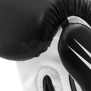 Professional Boxing Training Gloves for Adults Faux Leather <b>Velcro</b> Closure Adjustable Wrist <b>Strap</b> Black and White - Product Image 6
