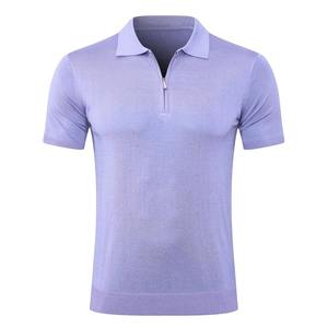 Polo casual de verano de color sólido, manga corta, holgado, con cremallera, para hombre, combina con todo, ropa de moda masculina con bordado. - Product Image 1