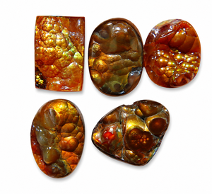 Natural Mexican Fire Agate Smooth Cabochon Druzy Mix Shape Stone for Jewelry - Product Image 1
