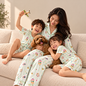 Sufficient Stock Baby Bamboo <b>PJS</b> Short Sleeve <b>Kids</b> Pajamas Cartoon Print Children Sleepwear Two Piece Custom Logo - Product Image 1