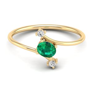 REYES Wholesale Price 14K Solid Gold Moissanite Engagement Ring Handcrafted Oval Cut 0.35Ct Emerald Gemstone Jewelry For Women - Product Image 6