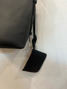 <b>Mini</b> Leather Drawstring <b>Bag</b> With Zipper Closure Functional Daily Use <b>Black</b> - Product Image 1