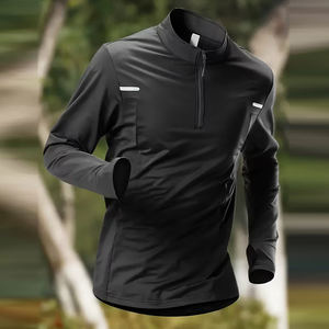 Camiseta de Manga Larga para Hombre de Alta Calidad con Cierre de 3/4, Cuello Alto, Corte Regular, Tela de Poliéster Ecológica, Antiarrugas, Ropa Casual - Product Image 6