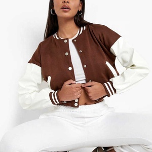 Veste de sport marron coupe-vent avec boutons recouverts, manches et col amovibles, style décontracté d'hiver pour femme - Product Image 3