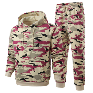 Conjunto Deportivo de 2 Piezas para Hombre con Estampado de Camuflaje, Sudadera con Capucha y Pantalones Deportivos, Ropa Deportiva Informal para Uso Diario con Paneles en Contraste - Product Image 6