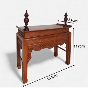 Mesa de Altar Rectangular de Una Sola Capa Huong Wood Kim Tien con Diseño de Relieve Tallado para Espacio de Culto Ancestral - Product Image 5