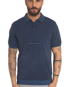 High Quality Custom Made Men's Solid Color Cotton <b>Polo</b> <b>Shirt</b> Short Sleeve Knitted Breathable Casual Style Regular Fit <b>Blue</b> - Product Image 1