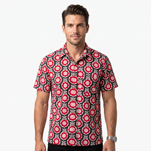 Men's Cotton Floral Print Short Sleeve Button up Casual Cotton Button Down Collar <b>Summer</b> <b>Shirt</b> ODM - Product Image 1