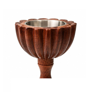Handcrafted Chalice Wooden <b>Bakhoor</b> Burner Carved Pedestal Incense Holder Round Metal Cup <b>Oud</b> Burner For Home Decoration - Product Image 4