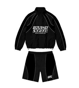 Conjunto corto cortavientos personalizado al por mayor, conjunto de verano de moda para hombre, sudadera con capucha de manga larga y pantalones cortos a juego, conjuntos cortos de gimnasio - Product Image 2