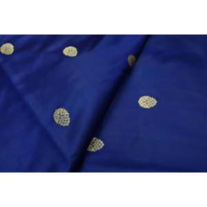 Royal Blue Embroidered Poly Brocade <b>Fabric</b> by the Yard-44 Inch Wide <b>Gold</b> Floral Design - Product Image 2
