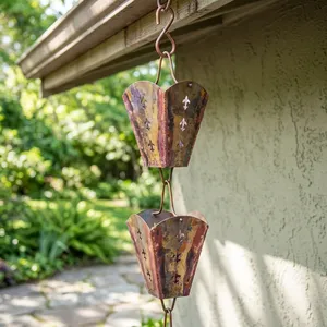 Chaîne de pluie en cuivre pour décoration de jardin extérieur, style simple, en acier galvanisé, élément aquatique - Product Image 2