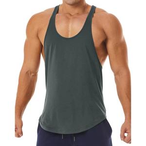 Camiseta sin mangas de algodón premium para hombre, estilo stringer, espalda en Y, para gimnasio, culturismo, fitness, color gris oscuro. - Product Image 4