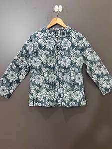 แจ็คเก็ตบอมเบอร์ผ้าฝ้ายพิมพ์ลายบล็อกสไตล์อินเดียโบฮีเมียน งานปักมือ  รักษ์โลก สำหรับผู้หญิง รุ่นใหม่ล่าสุด - Product Image 6