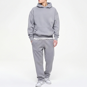 Ensemble de survêtement oversize pour homme, sweat à capuche uni et pantalon de survêtement ample, 2 pièces, streetwear décontracté, vente en gros - Product Image 2