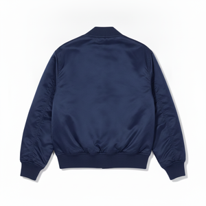 Chaqueta Bomber Azul Marino para Hombre con Logotipo Bordado, Cierre de Cremallera, Cuello Camisero, Ropa Casual de Otoño - Product Image 2