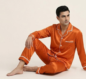 <b>Men's</b> Satin Sleepwear <b>Shirts</b> 100% Silk Nightwear <b>Shirt</b> <b>Mens</b> Long Sleeve <b>Night</b> Tops Button Up Satin Silk <b>Shirts</b> <b>Men</b> - Product Image 5