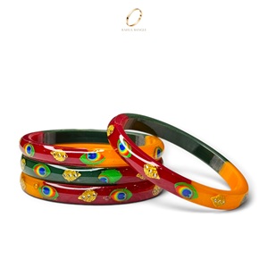 Bracelets en acrylique indien de haute qualité, plaqués or, motif paon, collection de bracelets de mariage pour femmes, vente en gros - Product Image 5