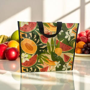 Bolso de mano reutilizable no tejido con logotipo personalizado, bolso de compras impreso en ambos lados, correa de hombro laminada, tamaño mediano - Product Image 1