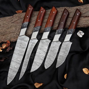 Ensemble de couteaux de cuisine professionnels en acier Damas, 5 pièces, lames de chef faites à la main, logo personnalisé, marque privée, vente en gros, directement de l'usine - Product Image 1