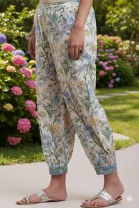 Pantalones informales de algodón 100% con estampado de paisley para mujer, cintura elástica, informales, de verano, ecológicos, ligeros y transpirables, pantalones de algodón para mujer - Product Image 5