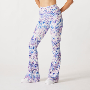 High Waist <b>Flared</b> <b>Leggings</b> Women Geometric Print Full Length Yoga Pants Stretch Breathable Comfortable All Seasons - Product Image 2