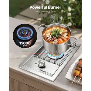 Brûleur latéral au propane liquide de 15 000 BTU pour cuisine extérieure, convertible au gaz naturel, en acier inoxydable 304, pour grils de camping - Product Image 2